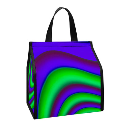 Purple Green Psychedelic Trippy Print Insulated Lunch Tote
