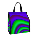 Purple Green Psychedelic Trippy Print Insulated Lunch Tote