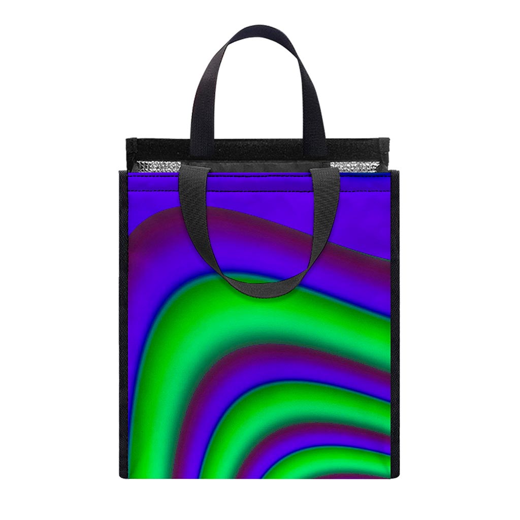 Purple Green Psychedelic Trippy Print Insulated Lunch Tote
