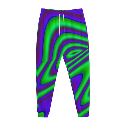 Purple Green Psychedelic Trippy Print Jogger Pants