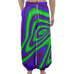Purple Green Psychedelic Trippy Print Lantern Pants
