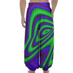 Purple Green Psychedelic Trippy Print Lantern Pants