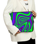 Purple Green Psychedelic Trippy Print Laptop Sleeve