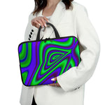 Purple Green Psychedelic Trippy Print Laptop Sleeve With Handle