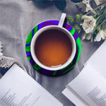 Purple Green Psychedelic Trippy Print Leather Coaster Set