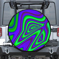 Purple Green Psychedelic Trippy Print Leather Spare Tire Cover