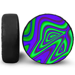 Purple Green Psychedelic Trippy Print Leather Spare Tire Cover