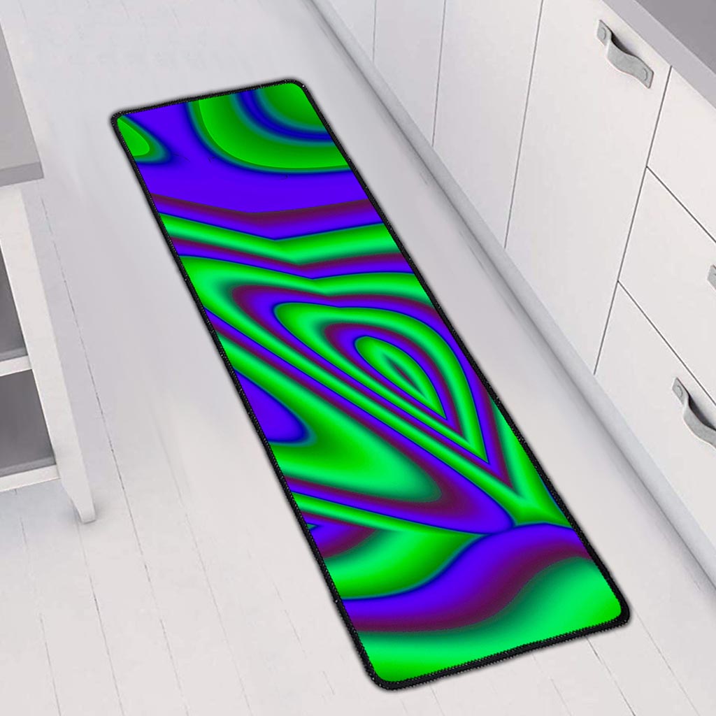 Purple Green Psychedelic Trippy Print Long Kitchen Mat