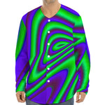 Purple Green Psychedelic Trippy Print Long Sleeve Baseball Jersey