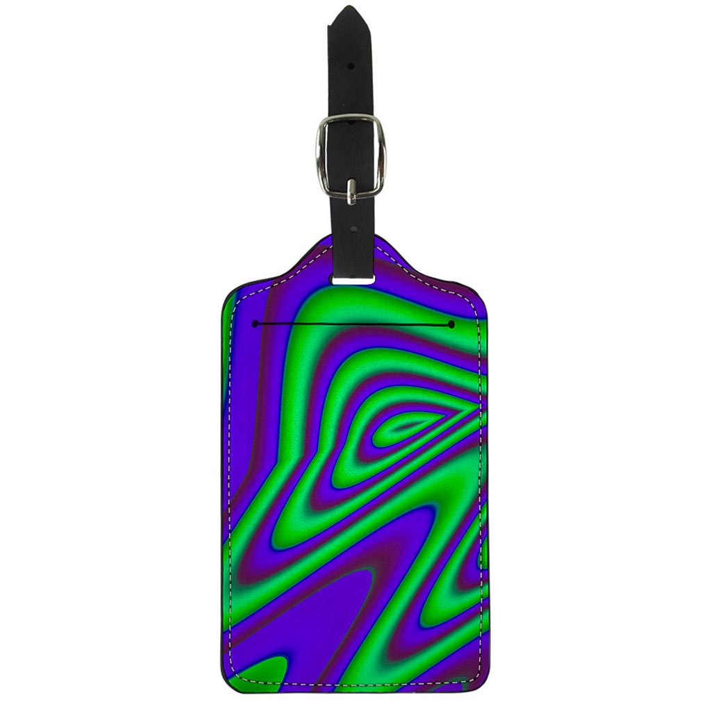 Purple Green Psychedelic Trippy Print Luggage Tag