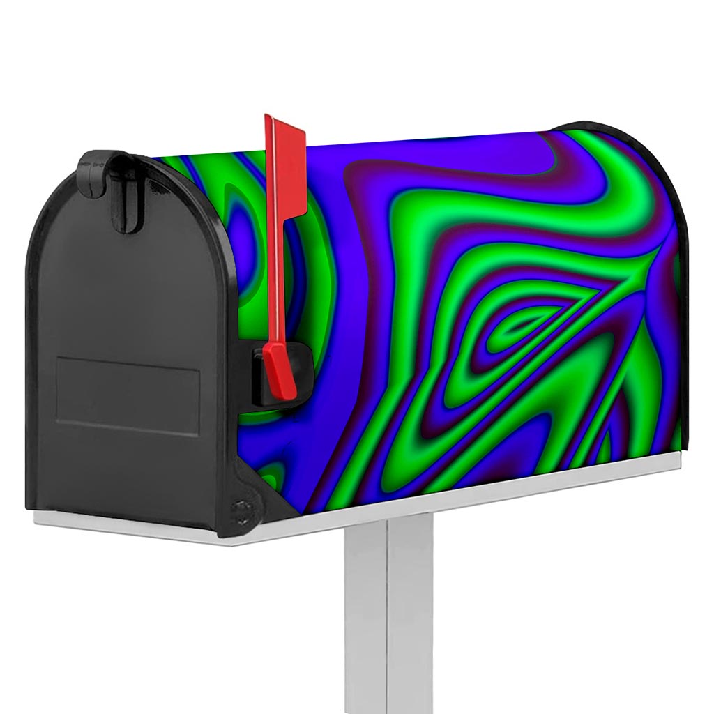 Purple Green Psychedelic Trippy Print Mailbox Cover
