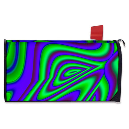 Purple Green Psychedelic Trippy Print Mailbox Cover