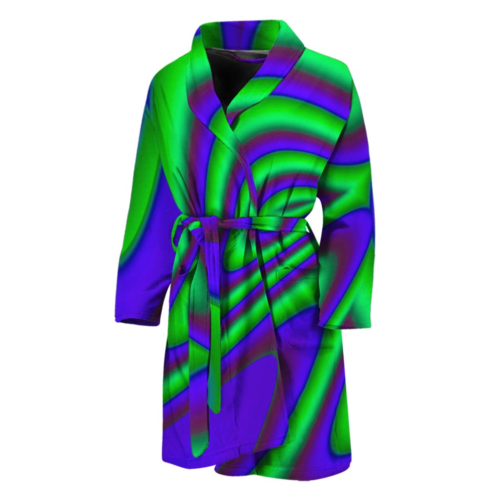 Purple Green Psychedelic Trippy Print Men's Bathrobe