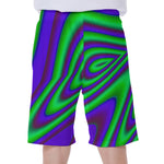 Purple Green Psychedelic Trippy Print Men's Beach Shorts