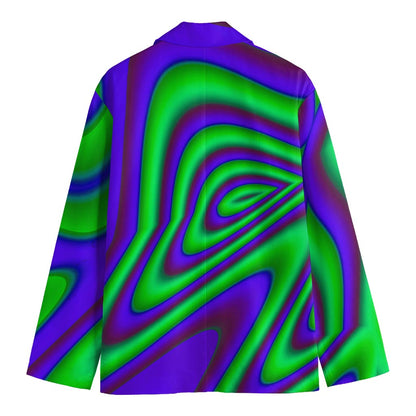 Purple Green Psychedelic Trippy Print Men's Blazer
