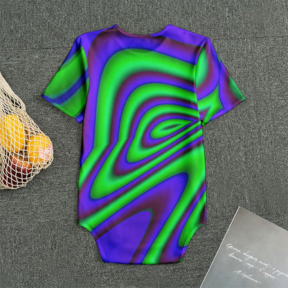 Purple Green Psychedelic Trippy Print Men's Bodysuit