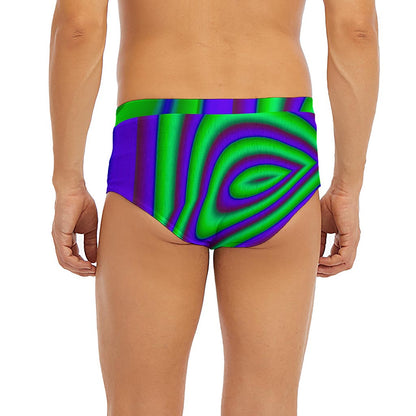 Purple Green Psychedelic Trippy Print Men's Briefs