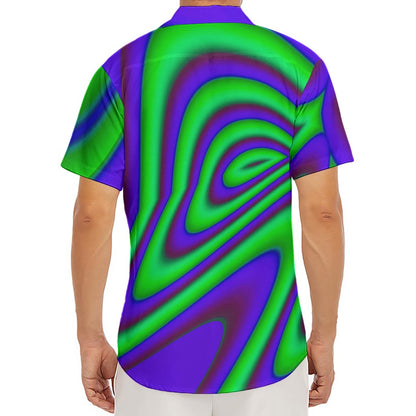 Purple Green Psychedelic Trippy Print Men's Deep V-Neck Shirt