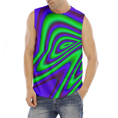 Purple Green Psychedelic Trippy Print Men's Fitness Tank Top