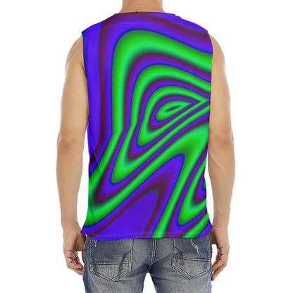 Purple Green Psychedelic Trippy Print Men's Fitness Tank Top