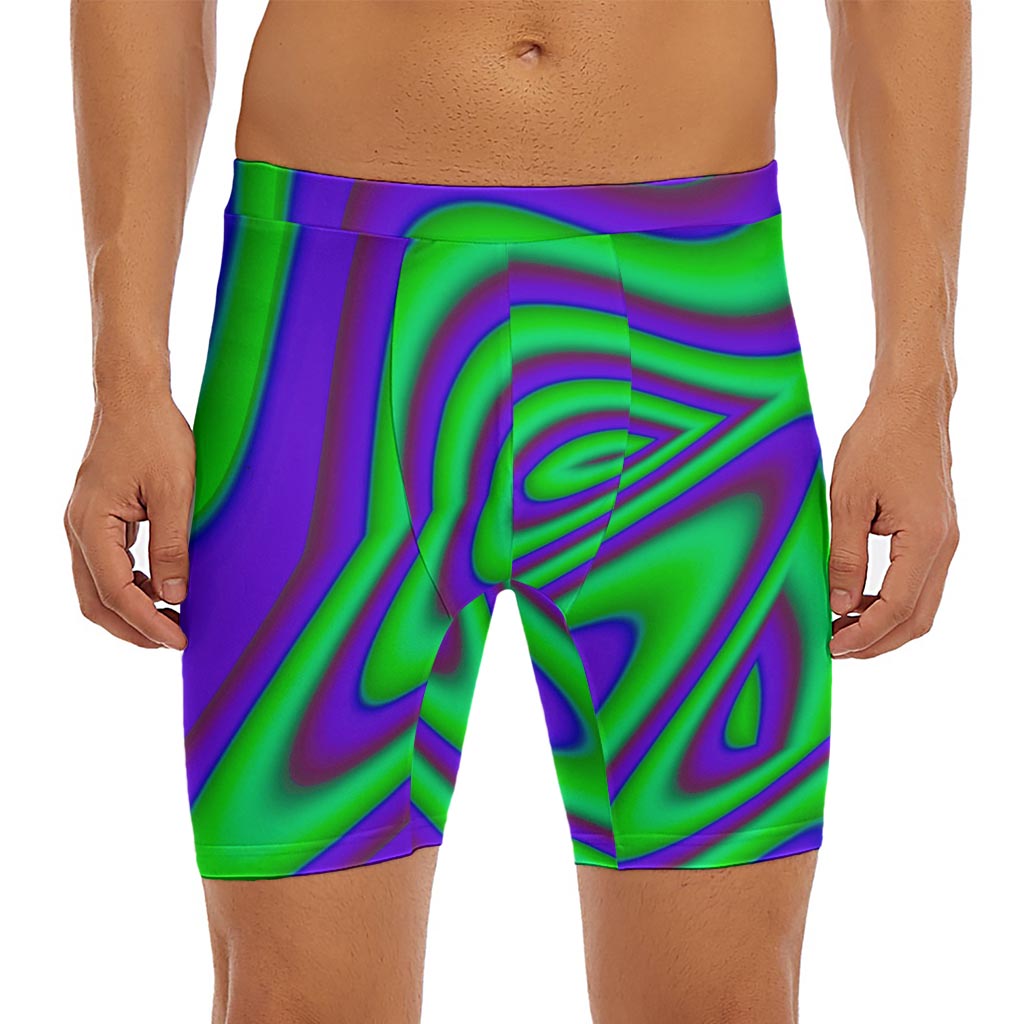 Purple Green Psychedelic Trippy Print Men's Long Boxer Briefs