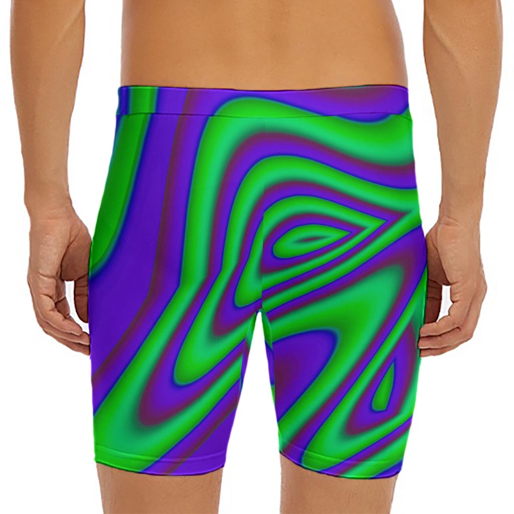 Purple Green Psychedelic Trippy Print Men's Long Boxer Briefs