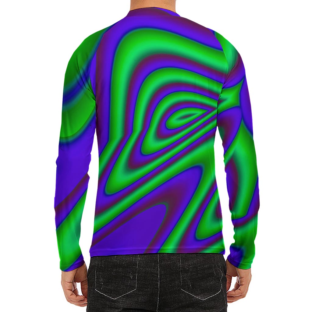 Purple Green Psychedelic Trippy Print Men's Long Sleeve Rash Guard