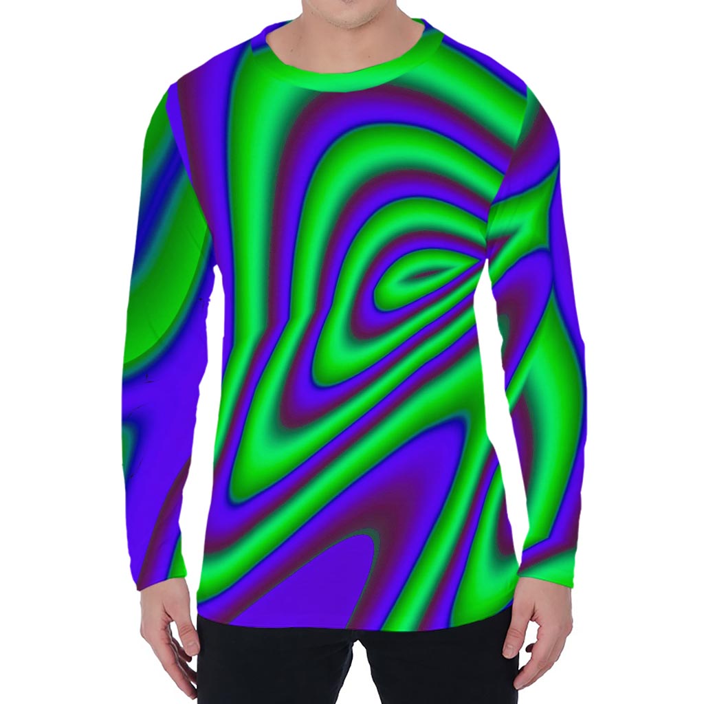 Purple Green Psychedelic Trippy Print Men's Long Sleeve T-Shirt