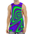 Purple Green Psychedelic Trippy Print Men's Muscle Tank Top