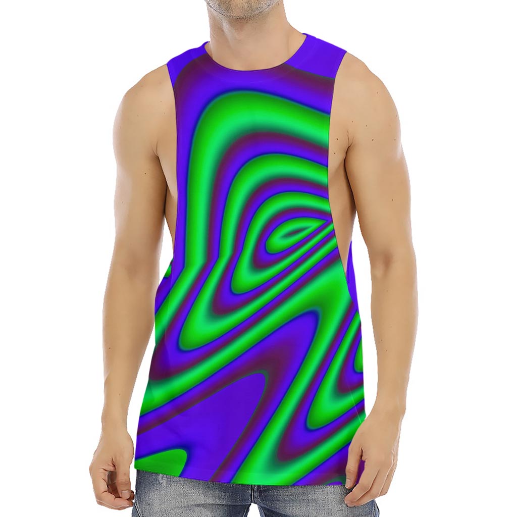 Purple Green Psychedelic Trippy Print Men's Muscle Tank Top