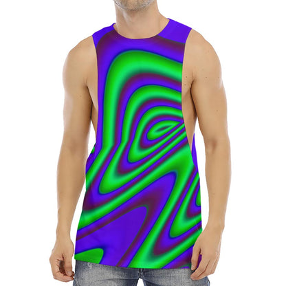 Purple Green Psychedelic Trippy Print Men's Muscle Tank Top