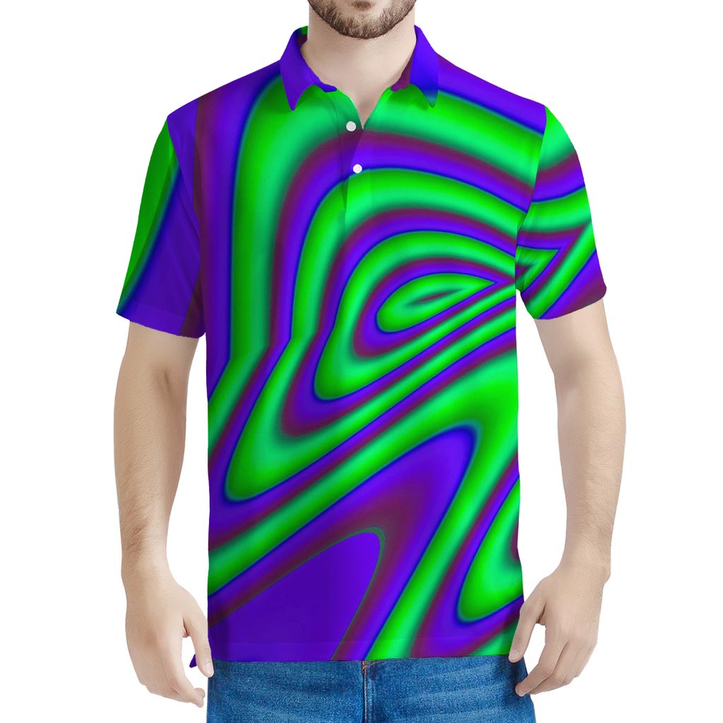 Purple Green Psychedelic Trippy Print Men's Polo Shirt