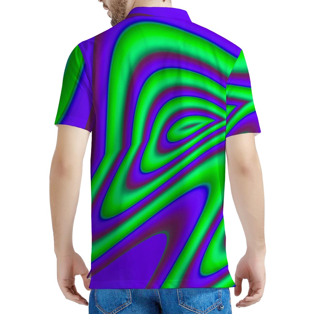 Purple Green Psychedelic Trippy Print Men's Polo Shirt
