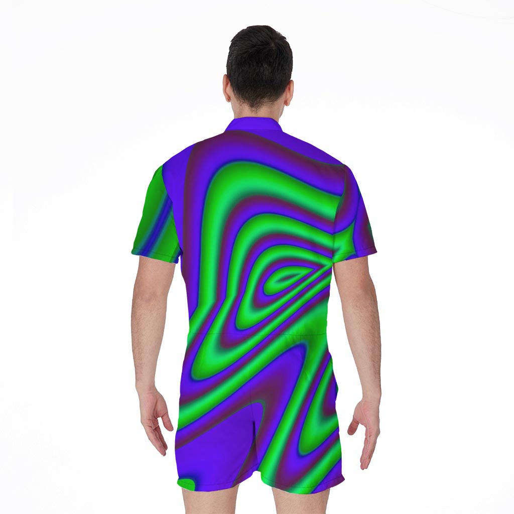Purple Green Psychedelic Trippy Print Men's Rompers