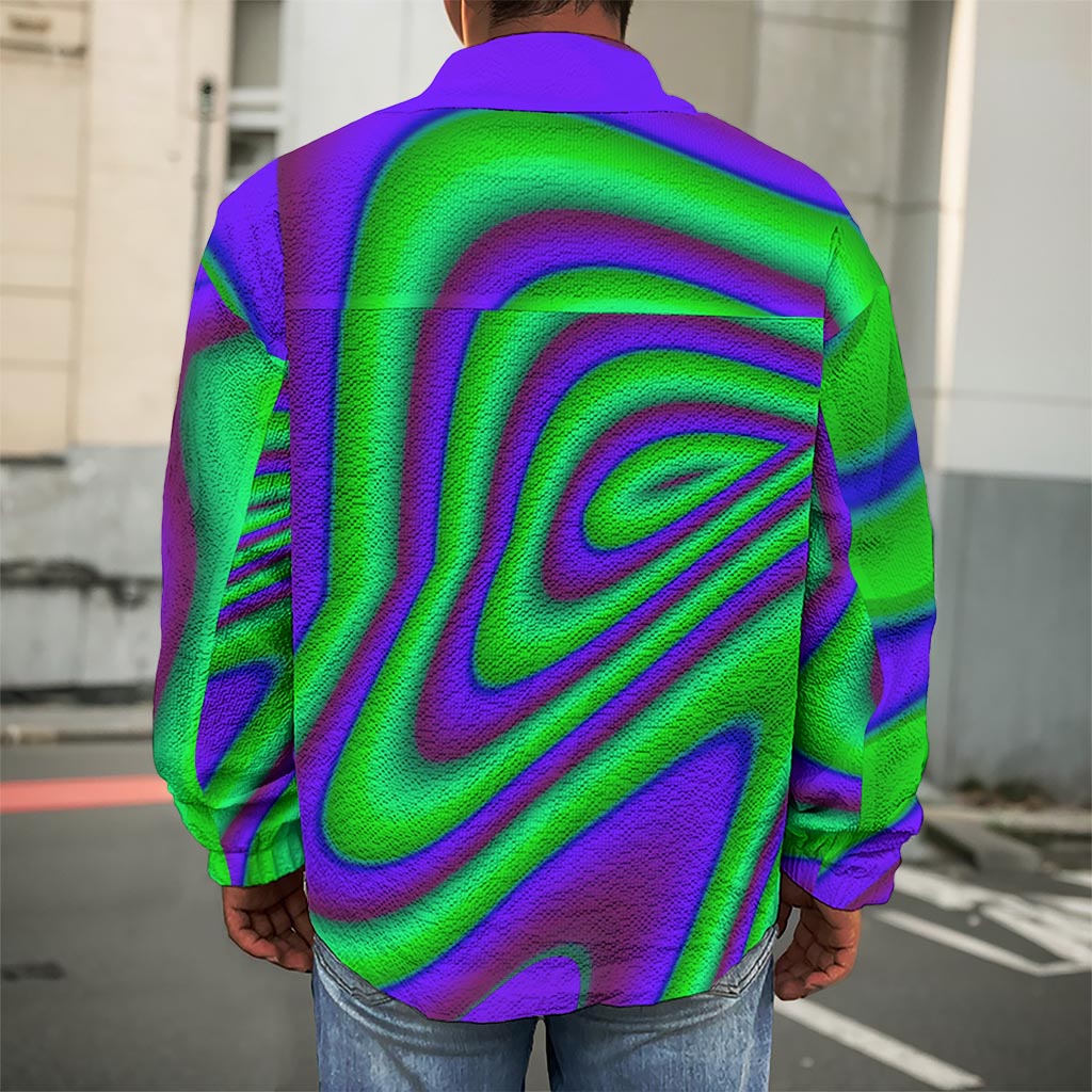 Purple Green Psychedelic Trippy Print Men's Shirt Jacket