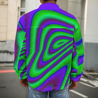 Purple Green Psychedelic Trippy Print Men's Shirt Jacket
