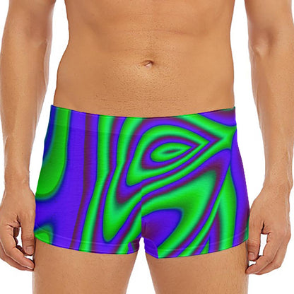 Purple Green Psychedelic Trippy Print Men's Short Boxer Briefs