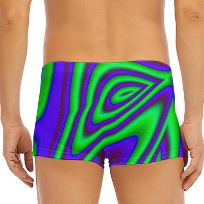 Purple Green Psychedelic Trippy Print Men's Short Boxer Briefs