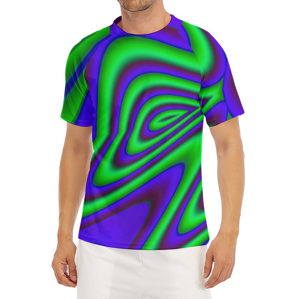 Purple Green Psychedelic Trippy Print Men's Short Sleeve Rash Guard