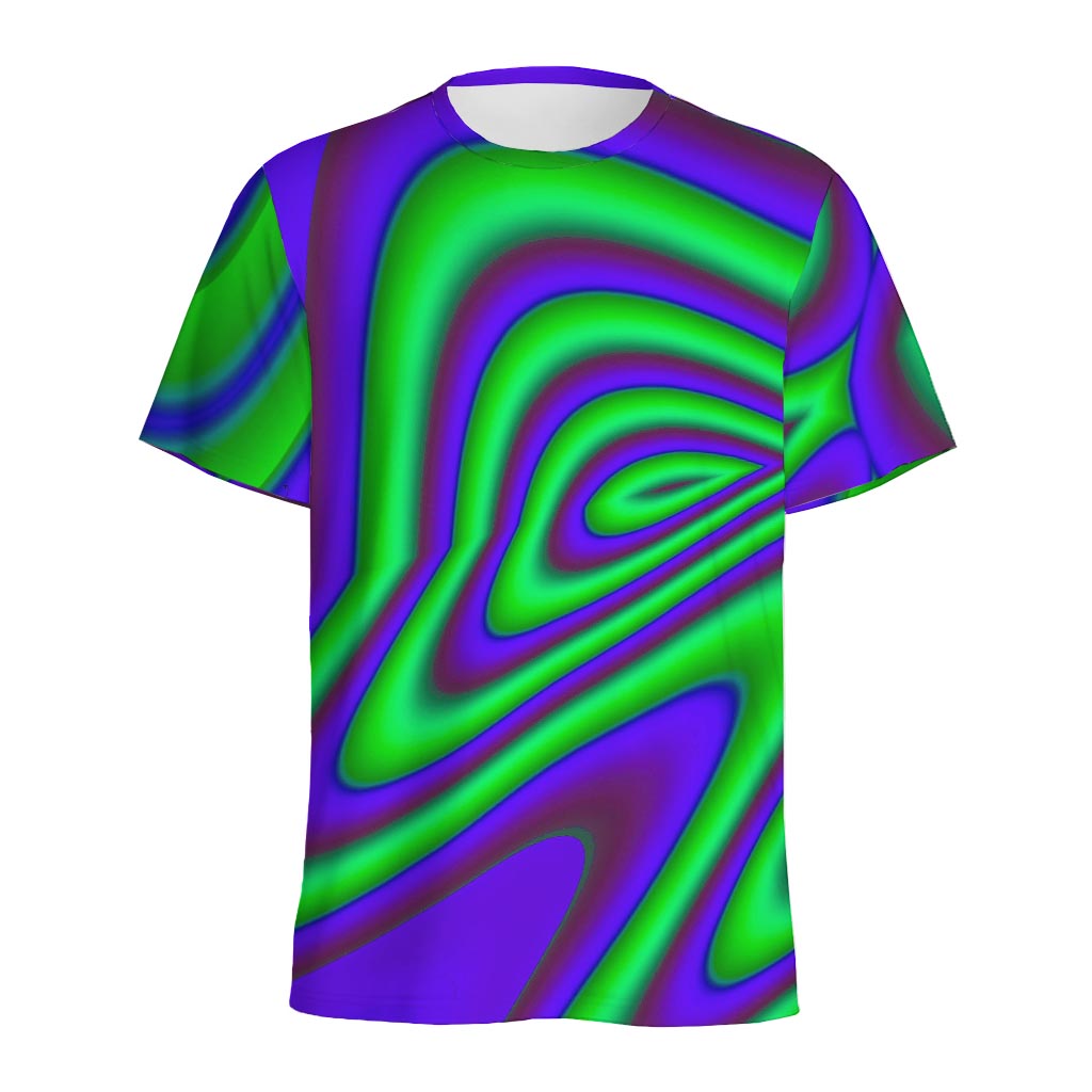 Purple Green Psychedelic Trippy Print Men's Sports T-Shirt