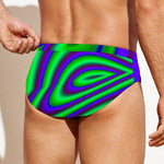 Purple Green Psychedelic Trippy Print Men's Swim Briefs