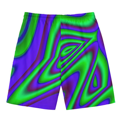 Purple Green Psychedelic Trippy Print Men's Swim Trunks