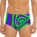 Purple Green Psychedelic Trippy Print Men's Triangle Swim Briefs
