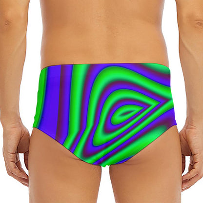 Purple Green Psychedelic Trippy Print Men's Triangle Swim Briefs
