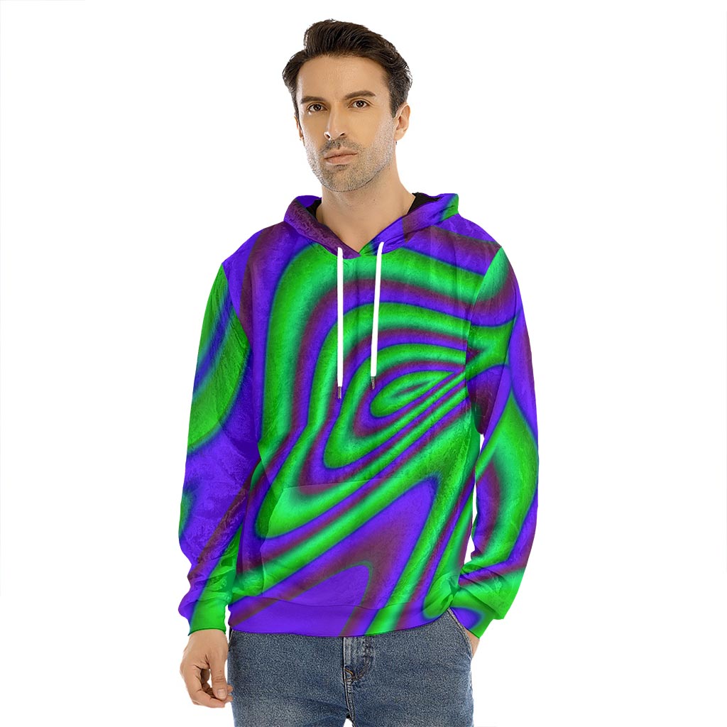 Purple Green Psychedelic Trippy Print Men's Velvet Pullover Hoodie