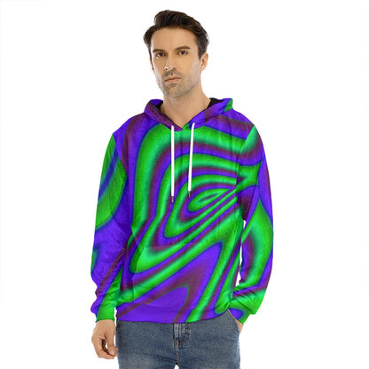 Purple Green Psychedelic Trippy Print Men's Velvet Pullover Hoodie