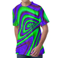 Purple Green Psychedelic Trippy Print Men's Velvet T-Shirt