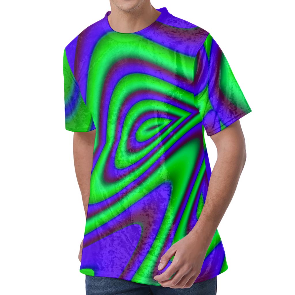 Purple Green Psychedelic Trippy Print Men's Velvet T-Shirt