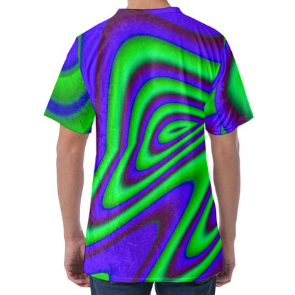 Purple Green Psychedelic Trippy Print Men's Velvet T-Shirt