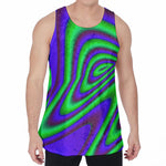Purple Green Psychedelic Trippy Print Men's Velvet Tank Top